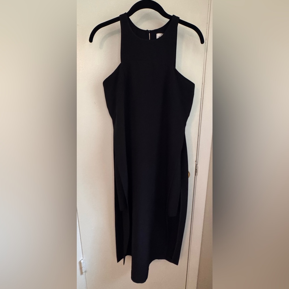 Milly Megan Dress Black Sleeveless Midi Dress Side Slit Cocktail Dress Size 6 - Picture 5 of 10